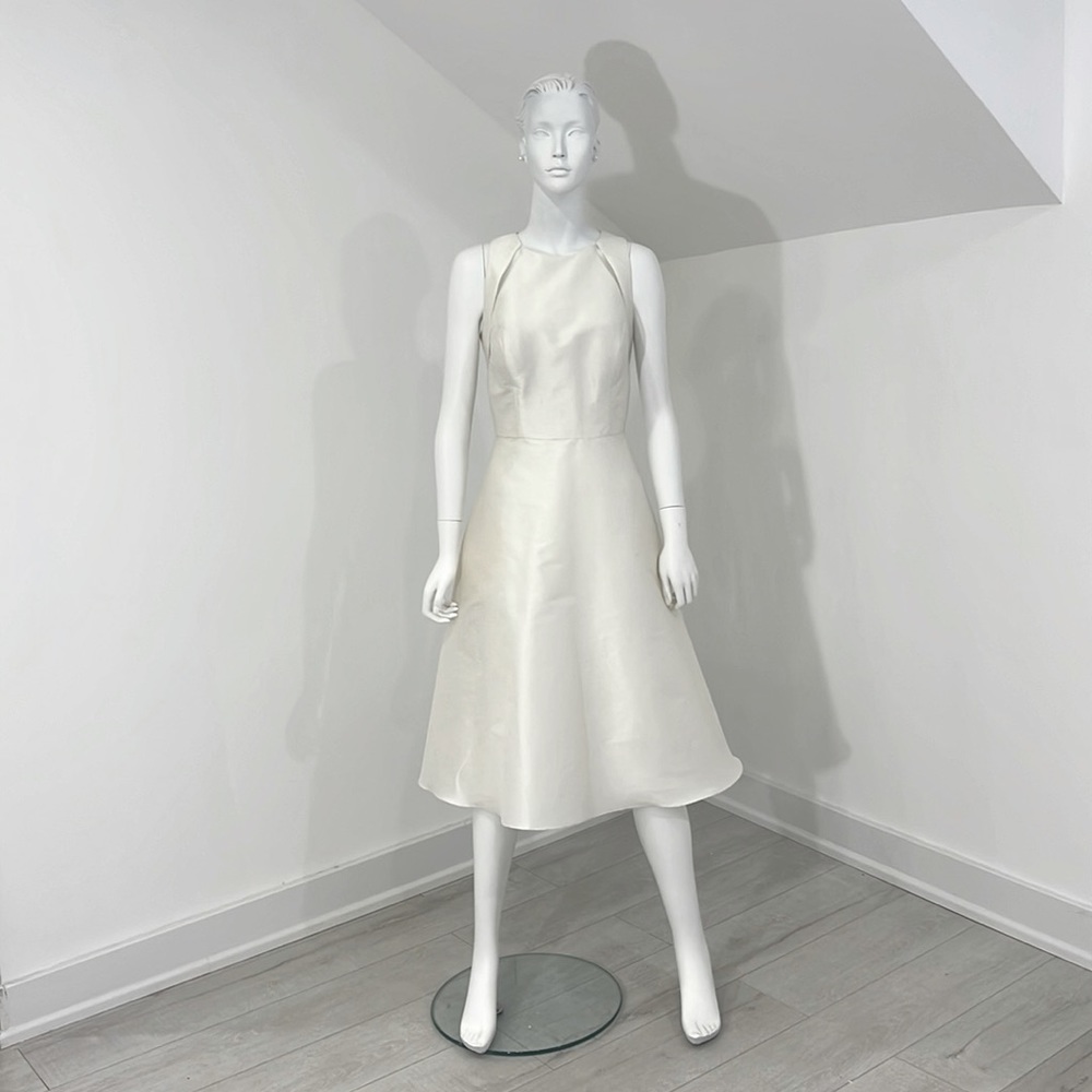 NWT SAMPLE ALFRED SUNG D710 bride bridesmaid size 10 IVORY poly Dupioni PRISTINE